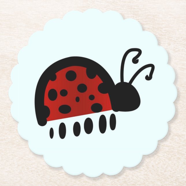 Ladybug cute illustration paper coaster (Front)