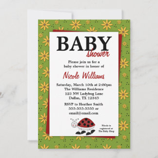 Ladybug Daisies Invitations De Douche Pour Bébé