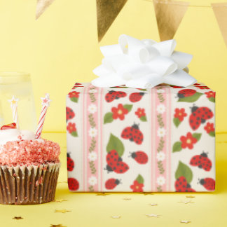 Ladybug daisies stripped creative gift  wrapping paper
