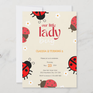 Ladybug Daisy Anniversaire Invitation Little Bug P