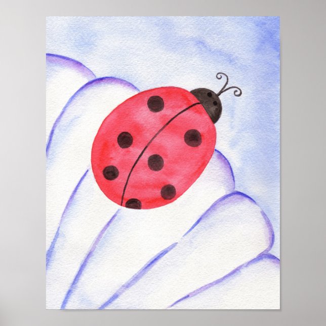 Ladybug Daisy Art Poster Print (Front)
