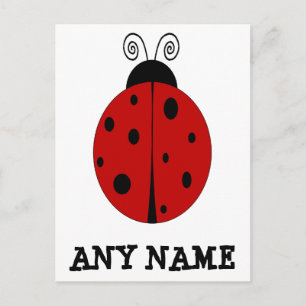 LADYBUG design customized POSTCARD with ANY NAME