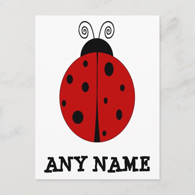 LADYBUG design customized POSTCARD with ANY NAME (Front)
