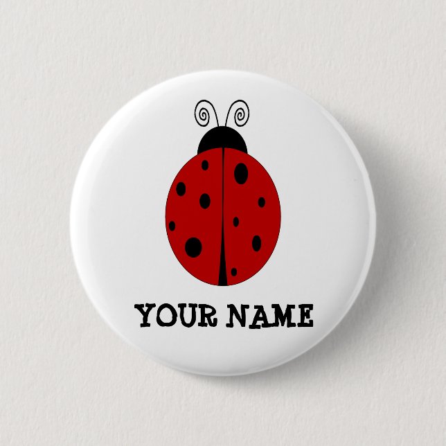 LADYBUG design customized with ANY NAME 2 Inch Round Button (Front)