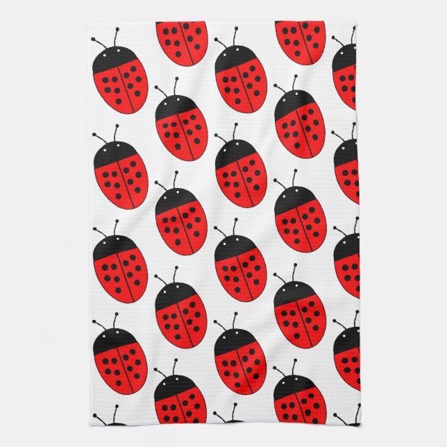 Ladybug Design Kitchen Towel (Vertical)