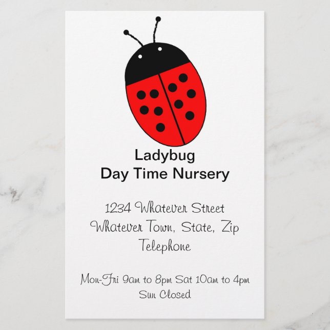 Ladybug Design Personalised Flyer (Front)