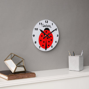 Ladybug Design Personalised Round Clock