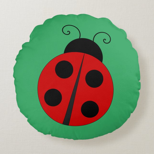 Ladybug Design Round Pillow (Front)