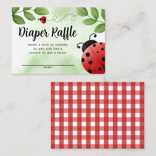 Ladybug Diaper Raffle Card Insert (Front/Back)