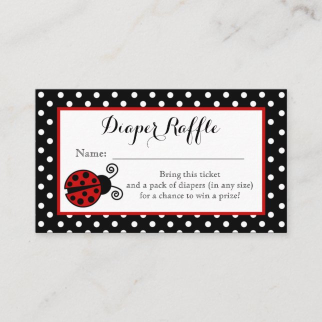 Ladybug Diaper Raffle Ticket Enclosure Card (Front)