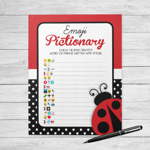 Ladybug Emoji Pictionary Baby Shower Game Pack Notepad