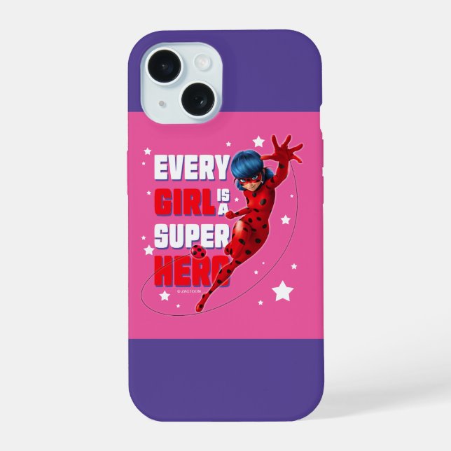 Ladybug Every Girl is a Super Hero iPhone 15 Case (Back)