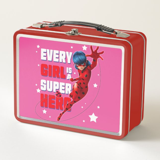 Ladybug Every Girl is a Super Hero Metal Lunch Box (Front)