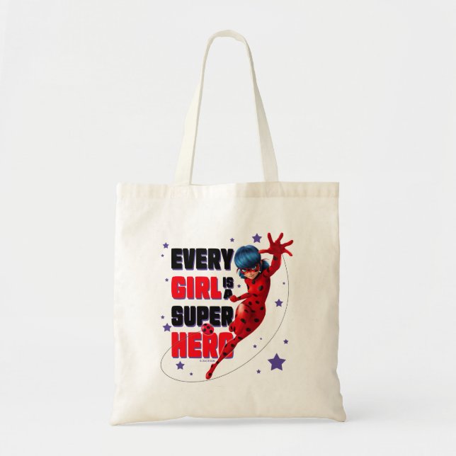 Ladybug Every Girl is a Super Hero Tote Bag (Front)