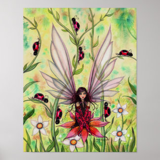 Ladybug Fairy Fantasy Art Illustration by Poster