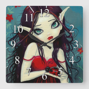 Ladybug Fairy Fantasy Art Wall Clock