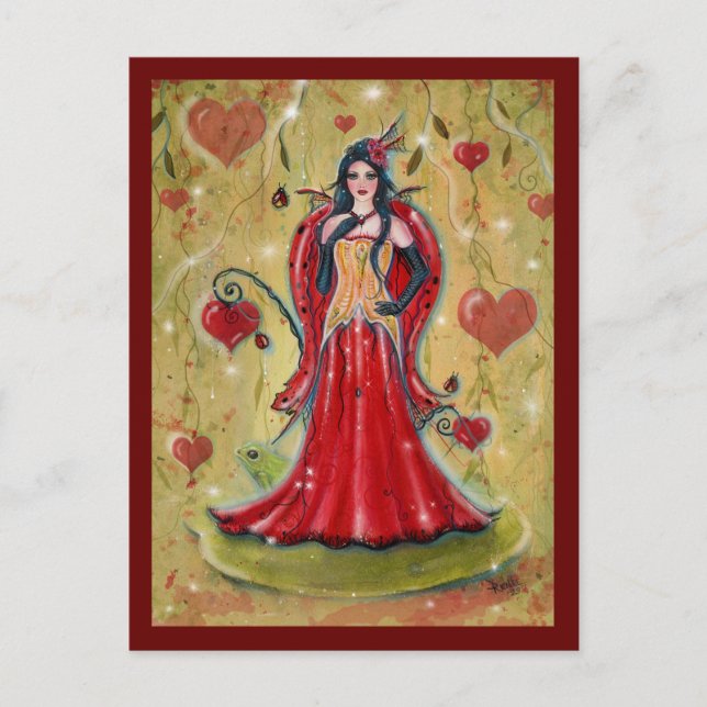 Ladybug Fairy Heart valentine fairy by Renee  Postcard (Front)