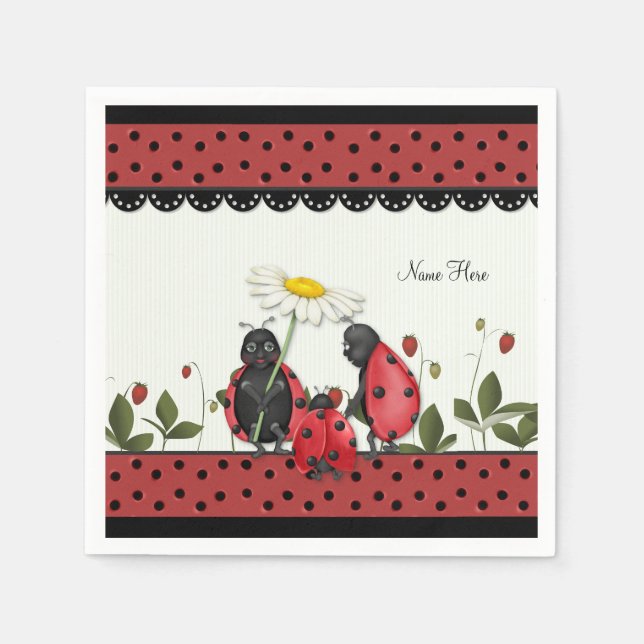 Ladybug Family Stroll Napkin (Front)