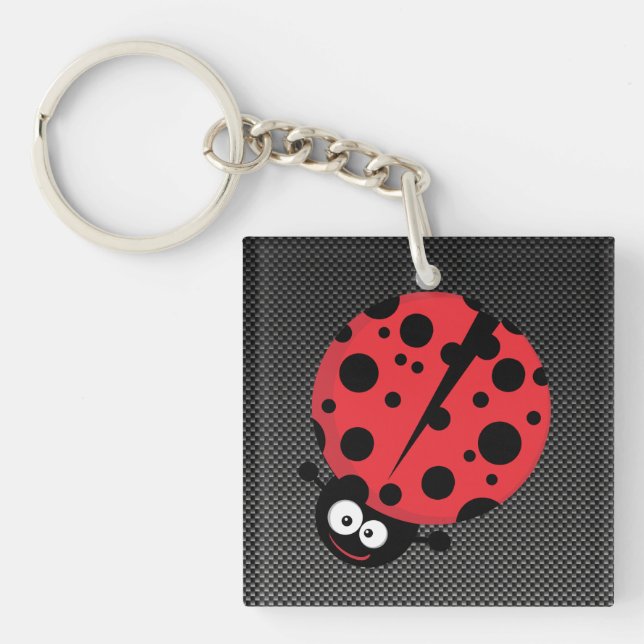 Ladybug; Faux Carbon Fibre Keychain (Front)