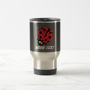 Ladybug; Faux Carbon Fibre Travel Mug