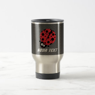 Ladybug; Faux Carbon Fibre Travel Mug