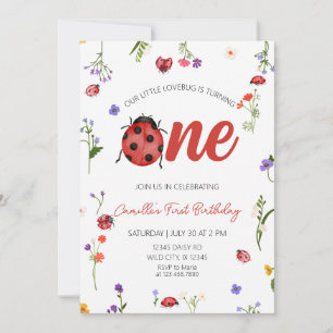 Ladybug First Birthday  Invitation