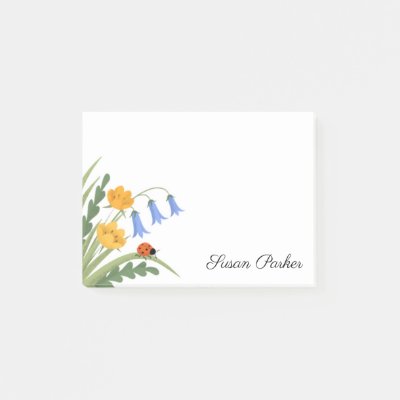 Ladybug Floral Bluebells Buttercup Sticky