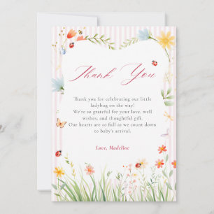 Ladybug Floral Garden Spring Baby Shower Thank You Card