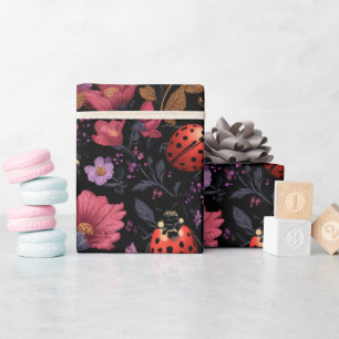 Ladybug Floral Pattern Wrapping Paper