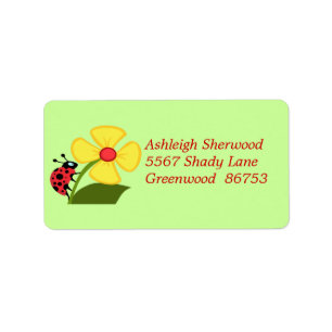 Ladybug/Flower Address Label
