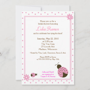 Ladybug Flower Dot 5x7 Bridal Shower Invite