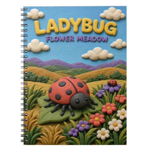 Ladybug, Flower Meadow Clay Art Notebook (Front)