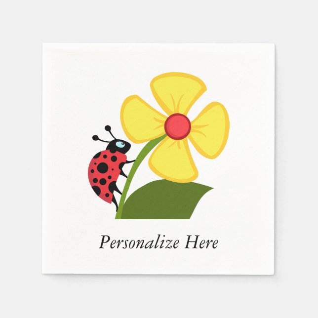 Ladybug Flower Napkin (Front)