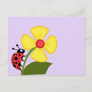 Ladybug Flower Postcard