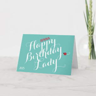 Ladybug Folded Birthday Card (Turquoise)