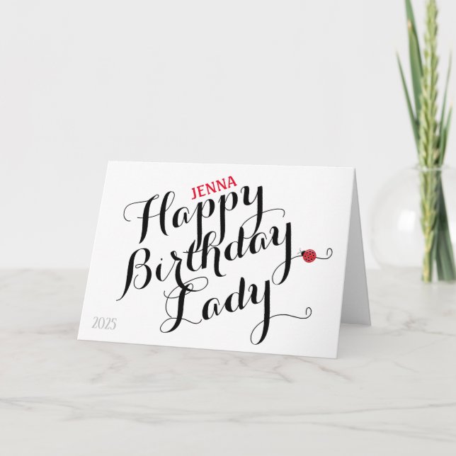 Ladybug Folded Birthday Card (white) (Front)