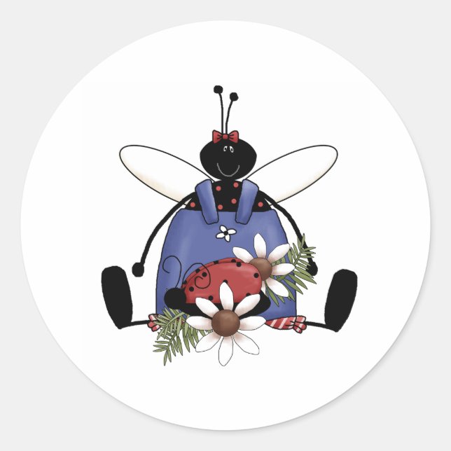 Ladybug Garden Classic Round Sticker (Front)