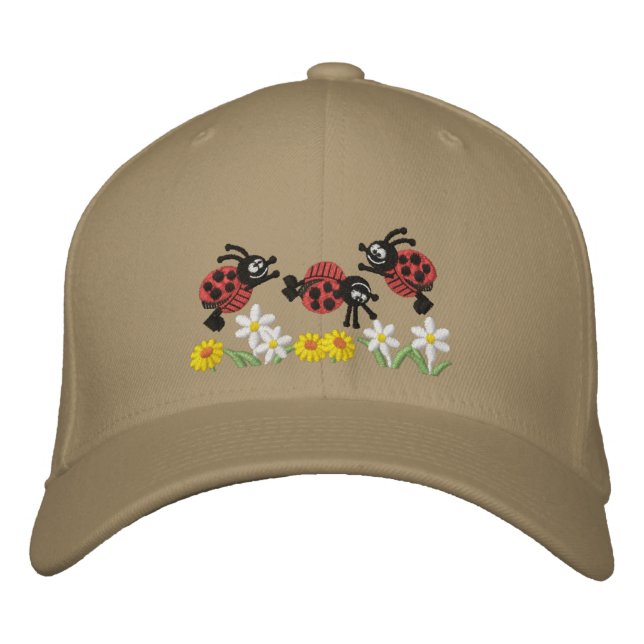 Ladybug Garden Embroidered Hat (Front)