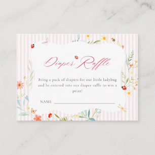 Ladybug Garden Floral Baby Shower Diaper Raffle Enclosure Card