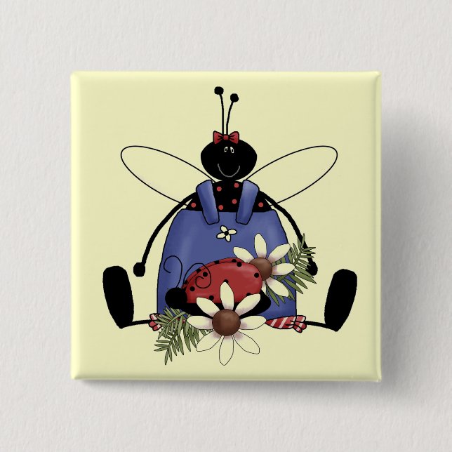 Ladybug Garden Tshirts and Gifts 2 Inch Square Button (Front)