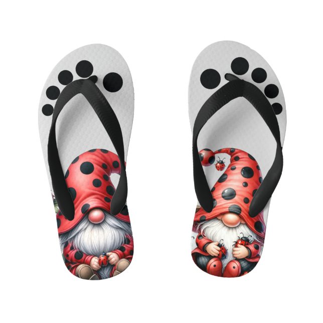 Ladybug Gnome Children's Flip Flops (Footbed)