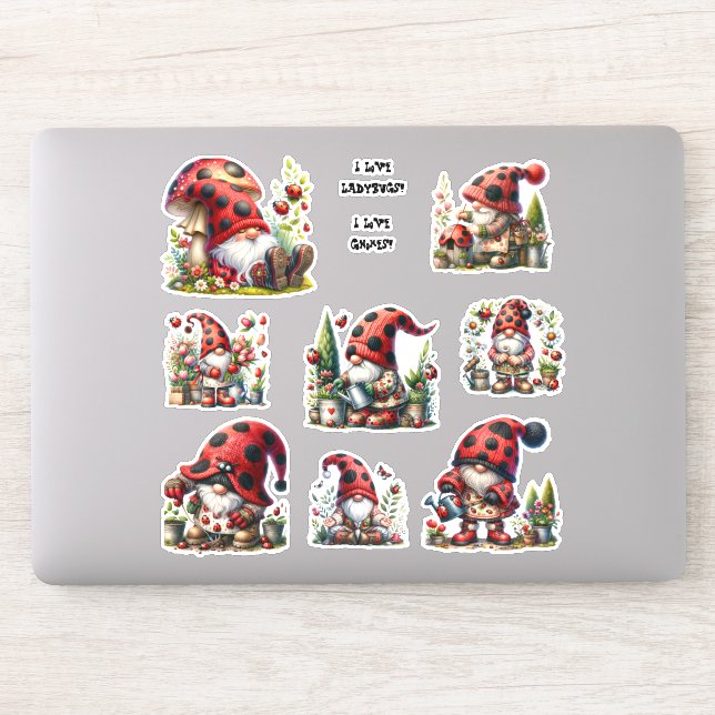LadyBug Gnome Life Stickers (Computer)