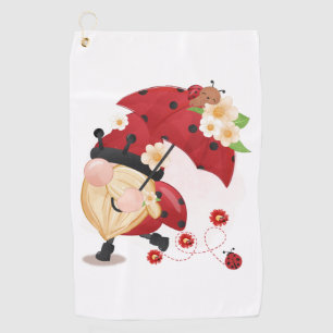 Ladybug Gnome of Love Golf Towel
