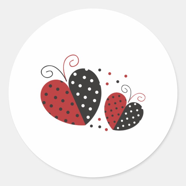 Ladybug Heart cute Classic Round Sticker (Front)