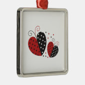 Ladybug Heart cute Metal Ornament (Right)
