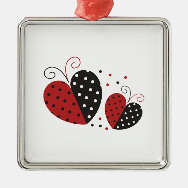 Ladybug Heart cute Metal Ornament (Front)