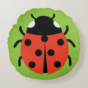 Ladybug Illustration Round Pillow