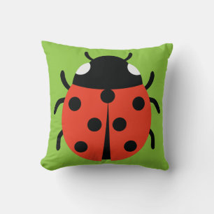 Ladybug Illustration Throw Pillow