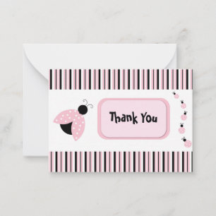 Ladybug In Pink Thank You Card