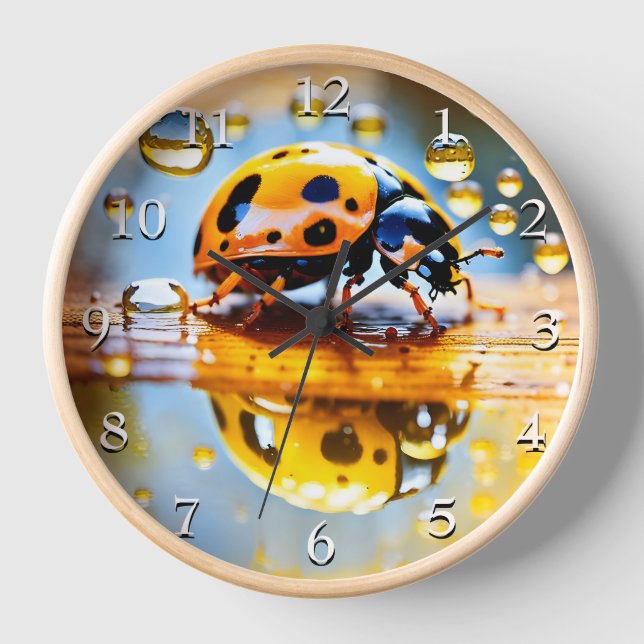 Ladybug in rain clock (Front)